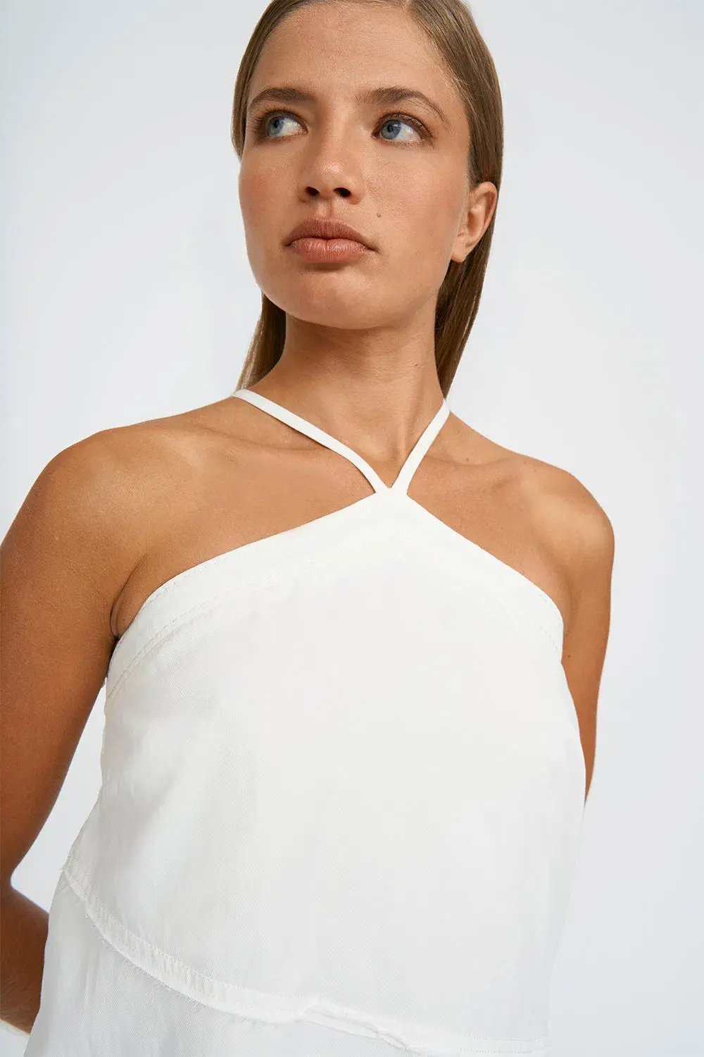 By Johnny Clara Cross Mini Dress Ivory Size 6 photo 3