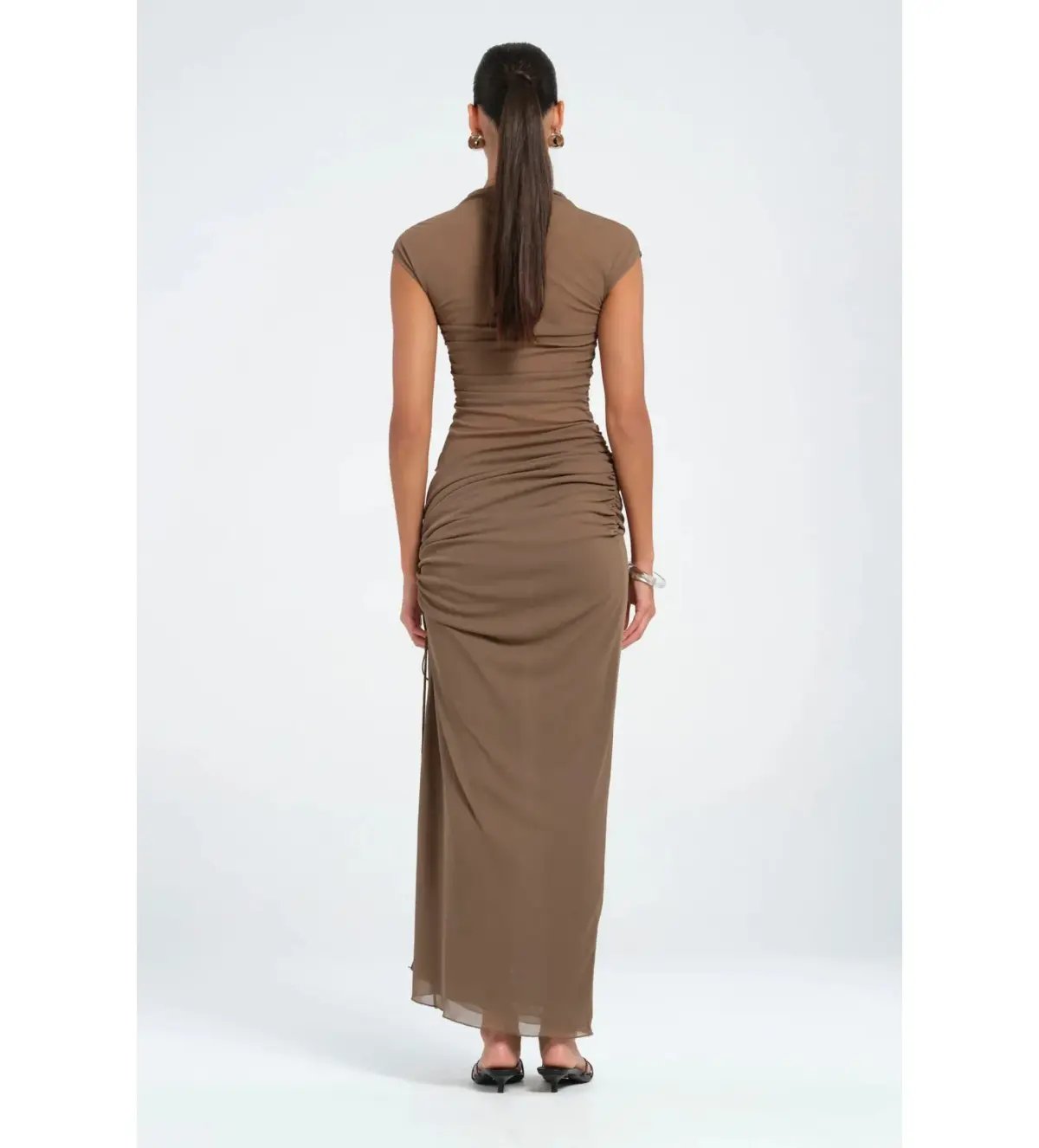 Benni Milo Maxi Dress in Mushroom Size AU 6 photo 3