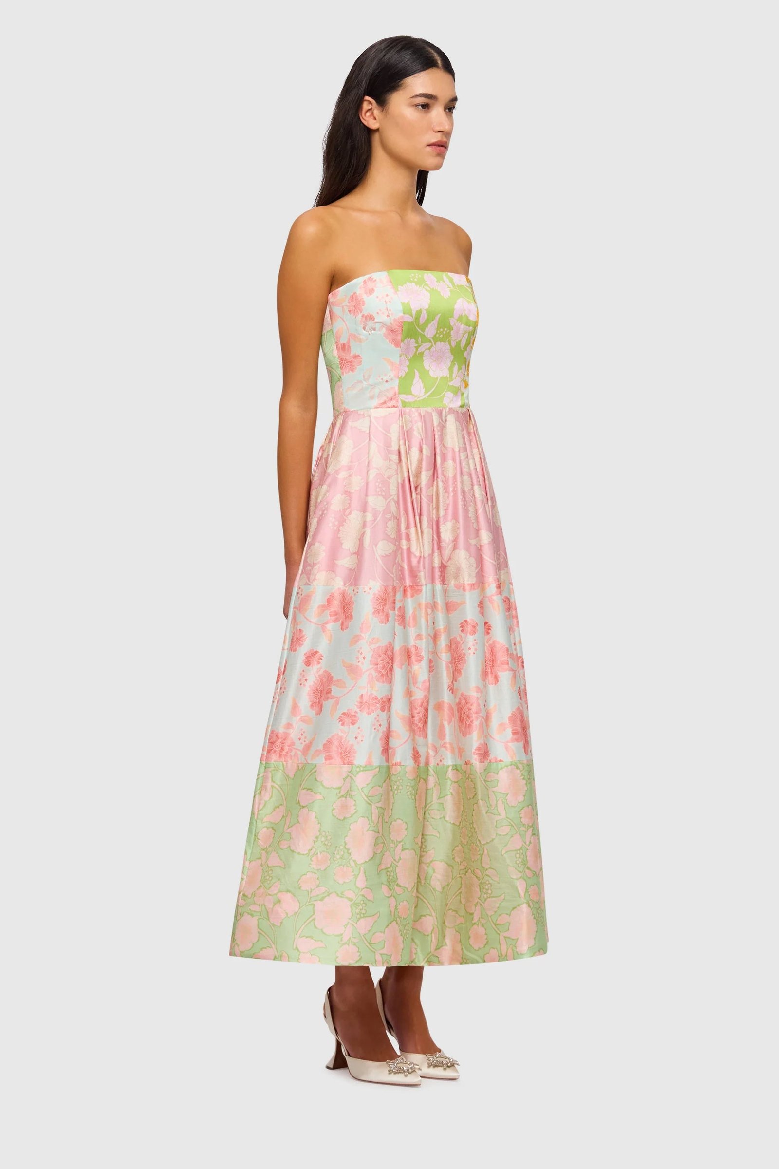 LEO LIN ANA HALTERNECK MAXI DRESS - ANEMONE SPLICE PRINT photo 3