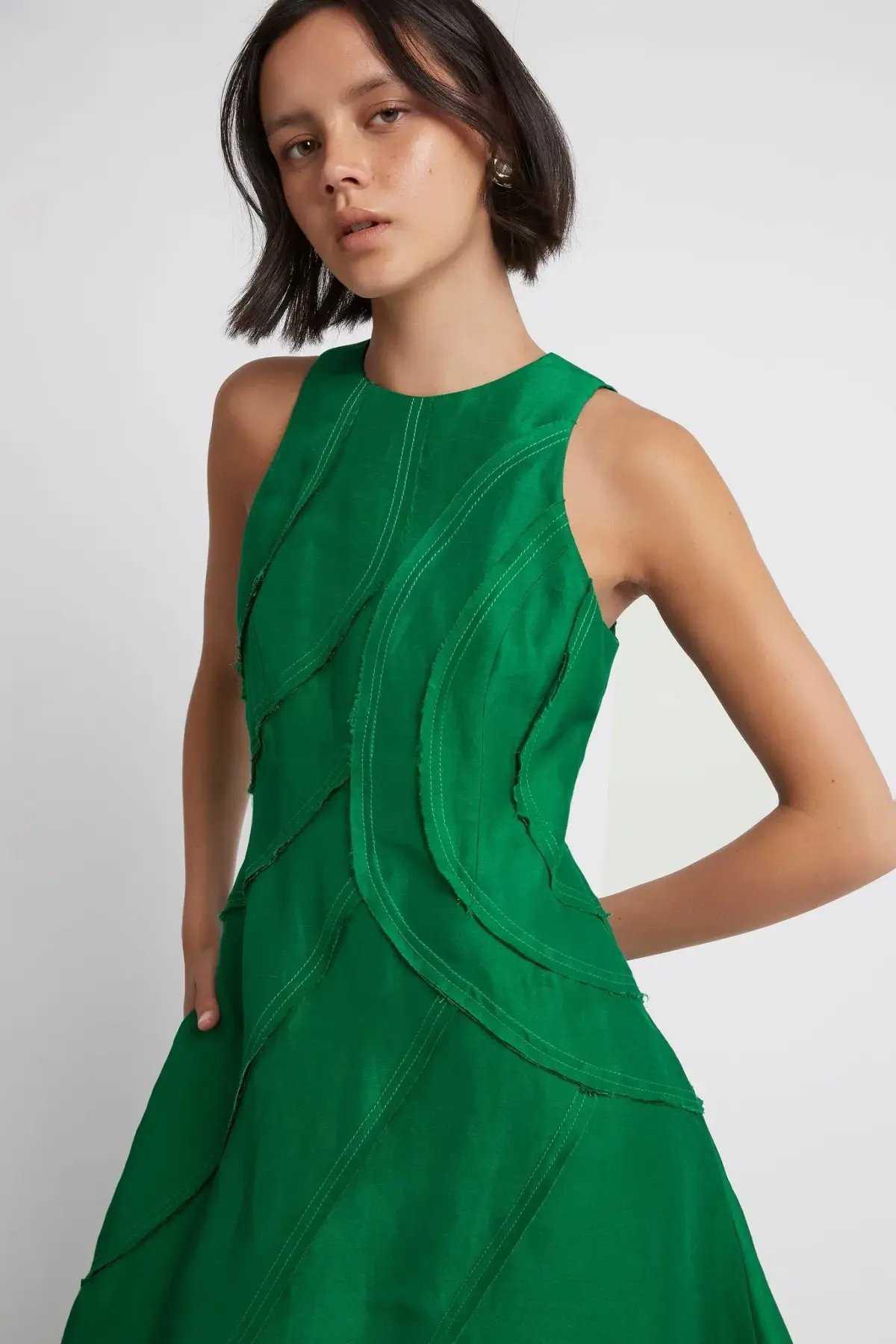 Aje Faraway Midi Dress Emerald Green Size 8 photo 2