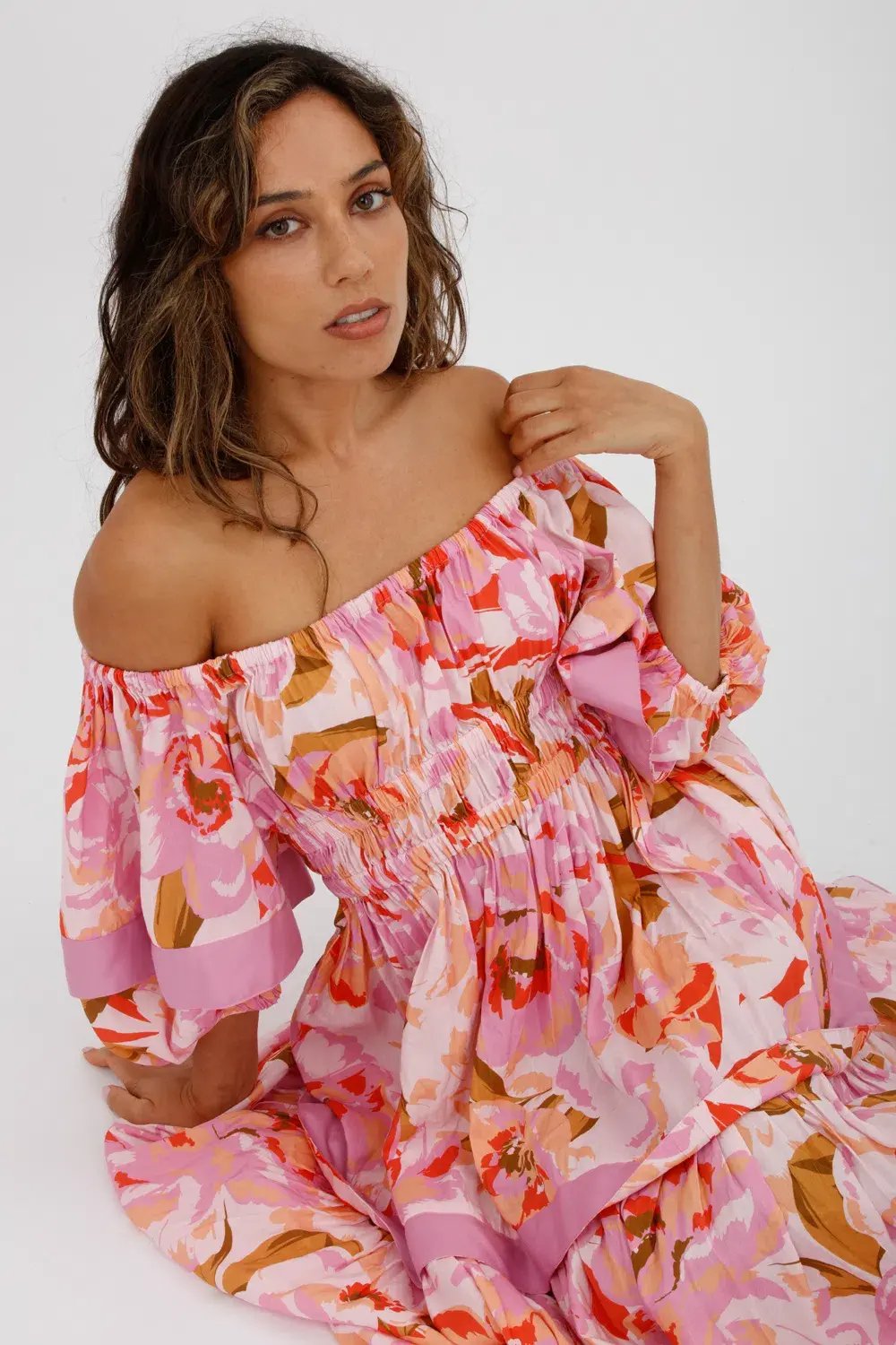 Acler Wayland Short Sleeve Printed Midi Dress Pink Floral Size 8 photo 11