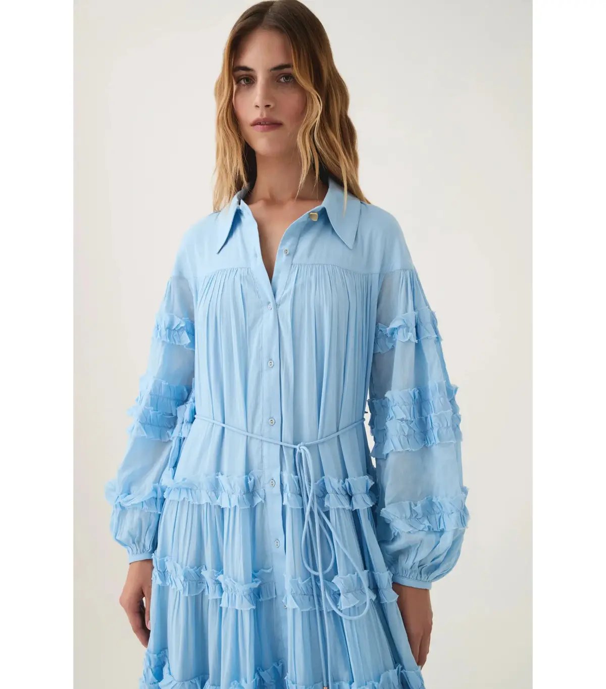 Aje Pastiche Tiered Maxi Dress Powder Blue Size AU 6 photo 2