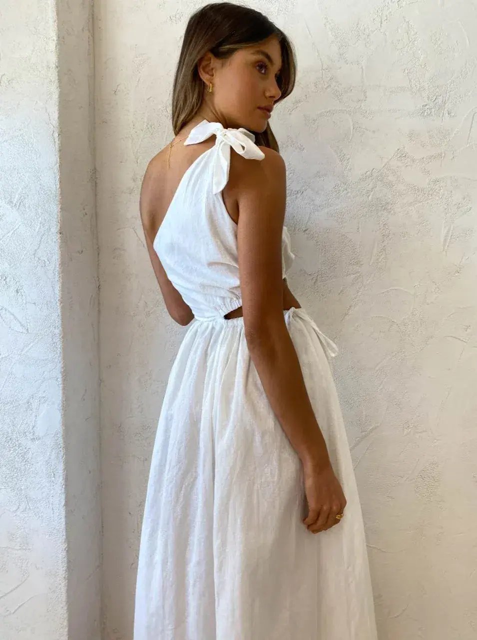 By Nicola Gabriella One Shoulder Maxi Dress In White Size 8 photo 2