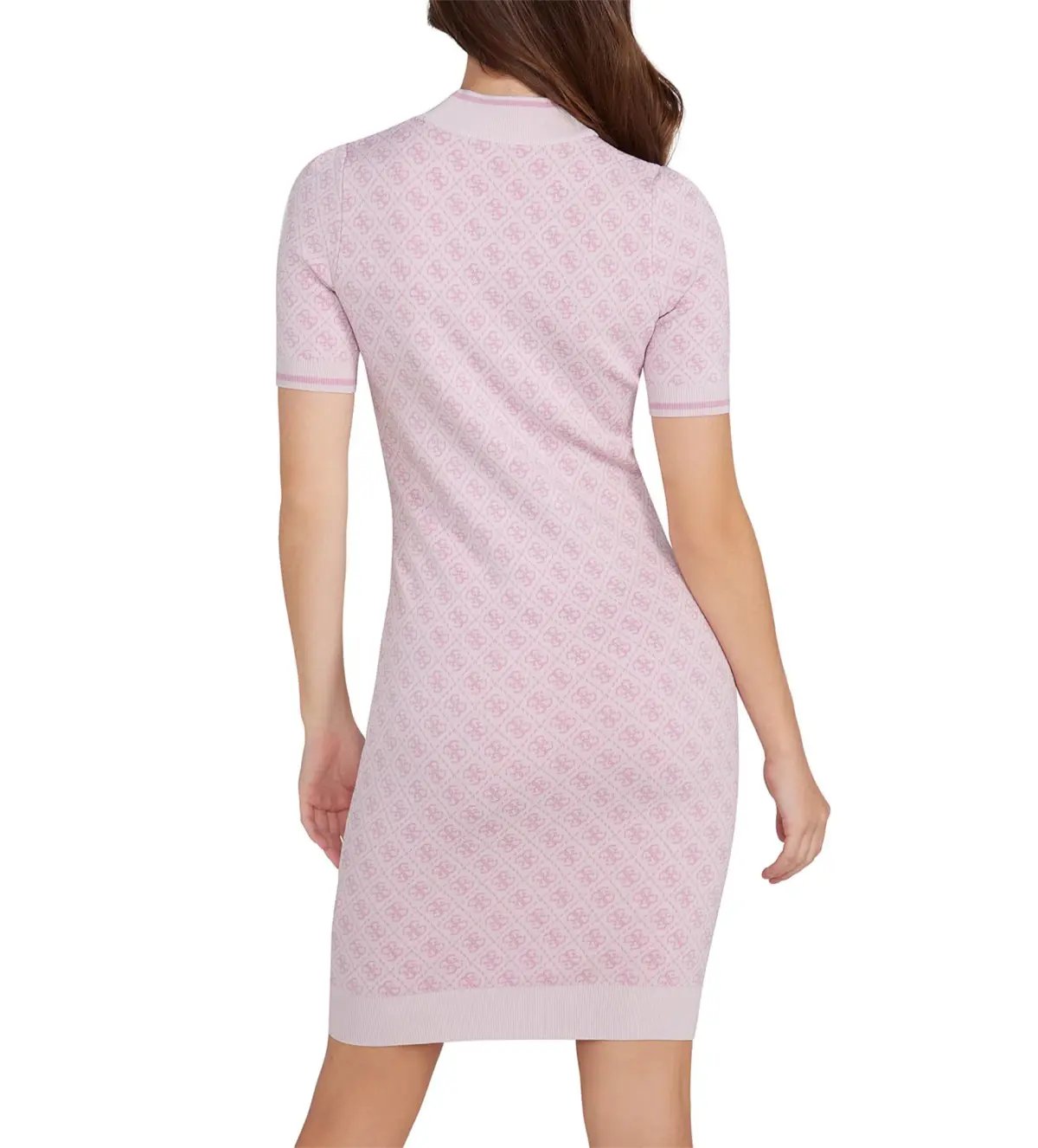 Guess Short Sleeve Lise 4G Logo Sweater Mini Dress Pink & Lilac Cream Combo Size 12/M photo 4