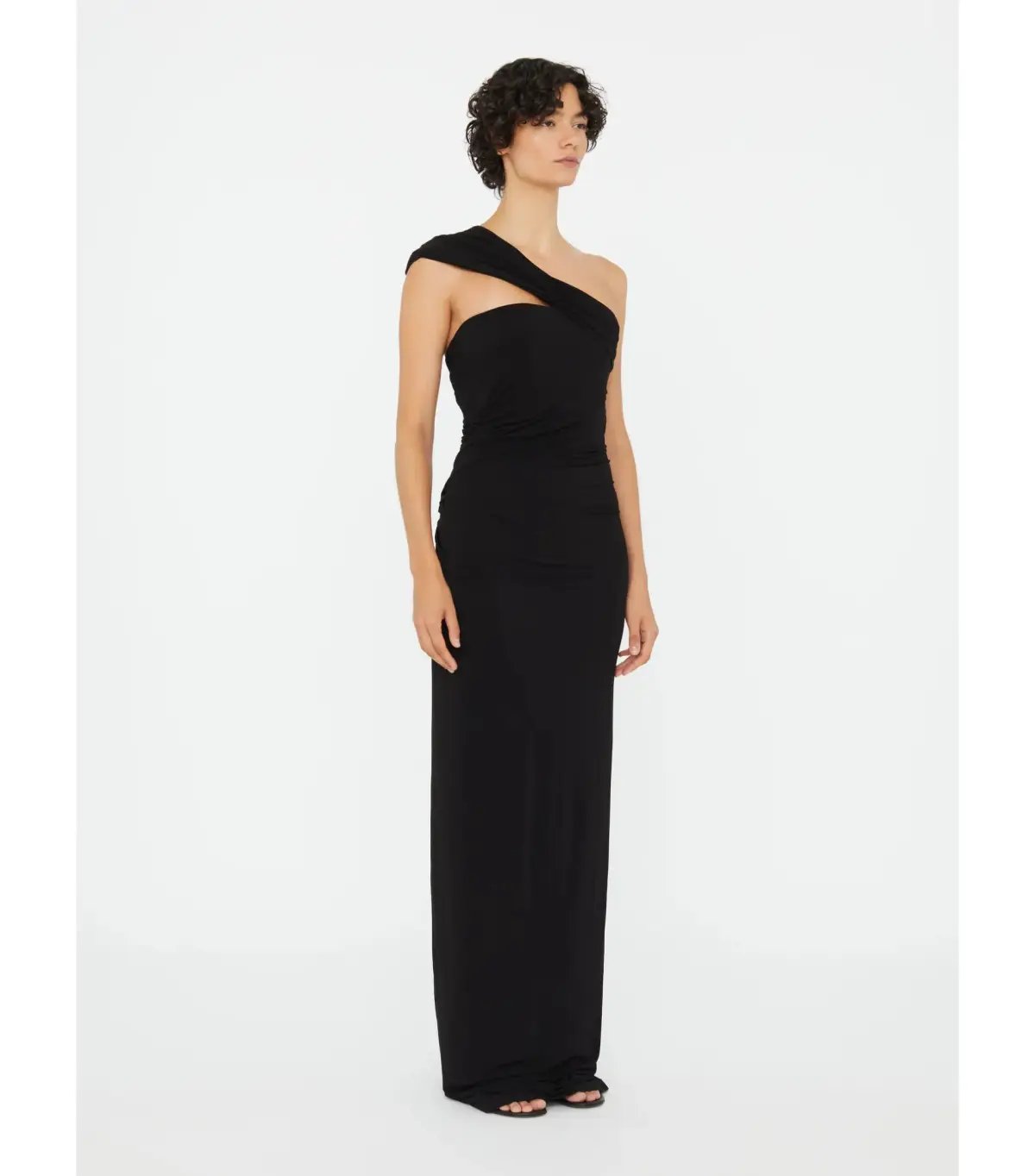 Christopher Esber Beach Glass Draped Jersey Strapless Maxi Dress Black Size AU 10 photo 3