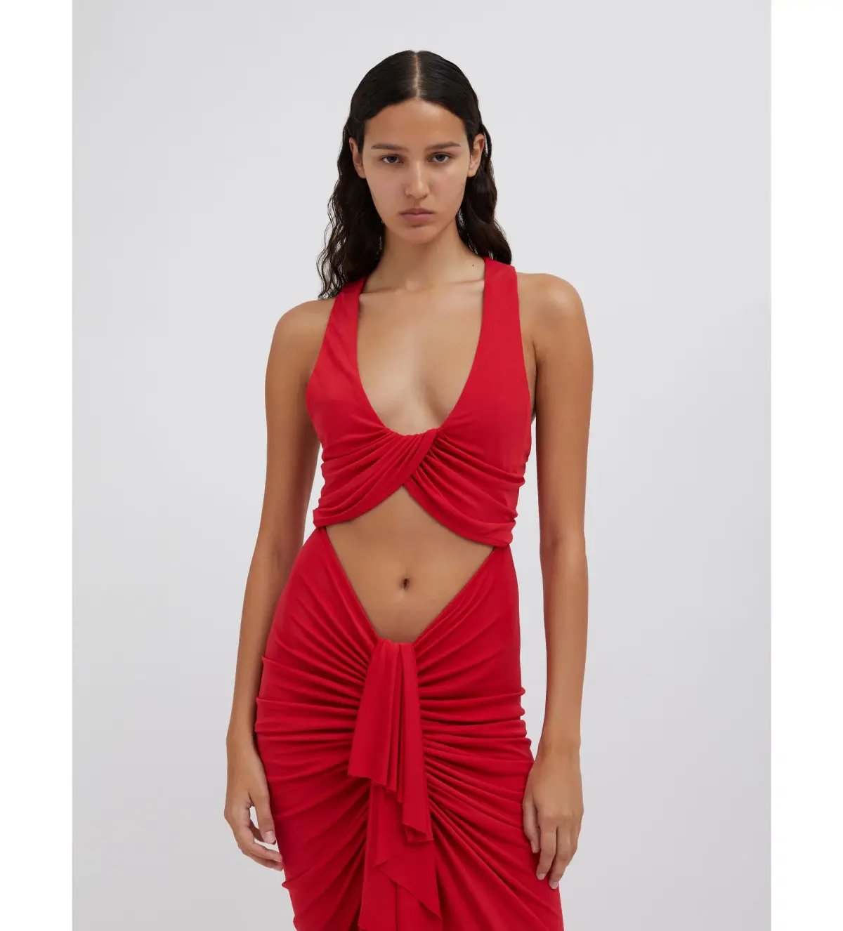 Christopher Esber Vivenda Drape Front Dress Watermelon Size 8 photo 2
