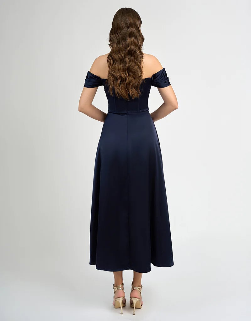 Bariano Josie Off The Shoulder A Line Maxi - Navy photo 3