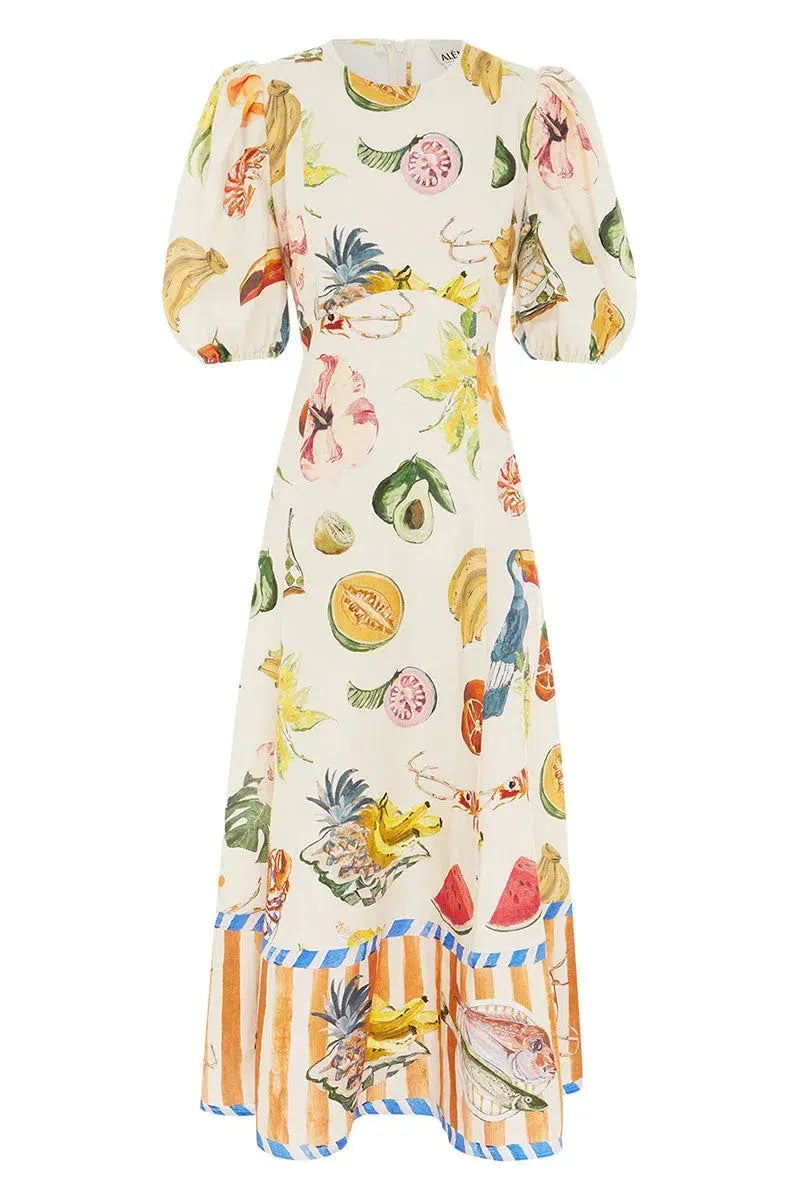 Alémais Theo Midi Dress Cream/Print Size Au 12 photo 2