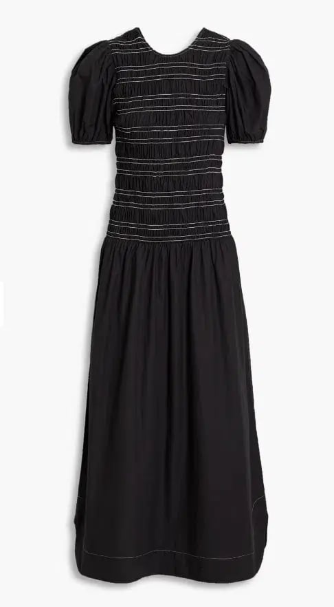 Ganni Poplin Shirred Dress Black Size 38/ AU 10 photo 4