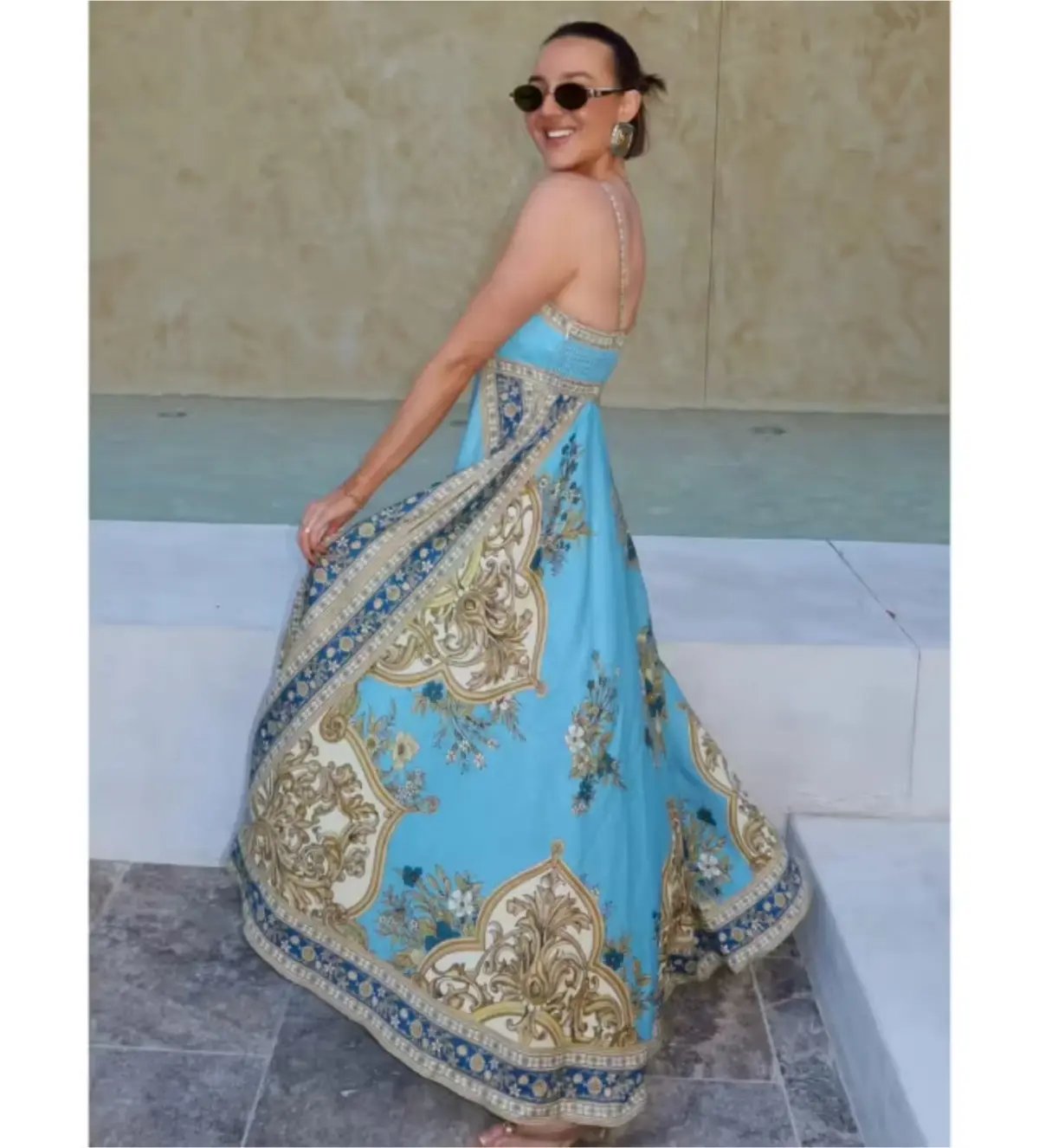 Alemais x La Sirena Exclusive Cassie Midi Sundress Blue Floral Size AU 14 photo 3