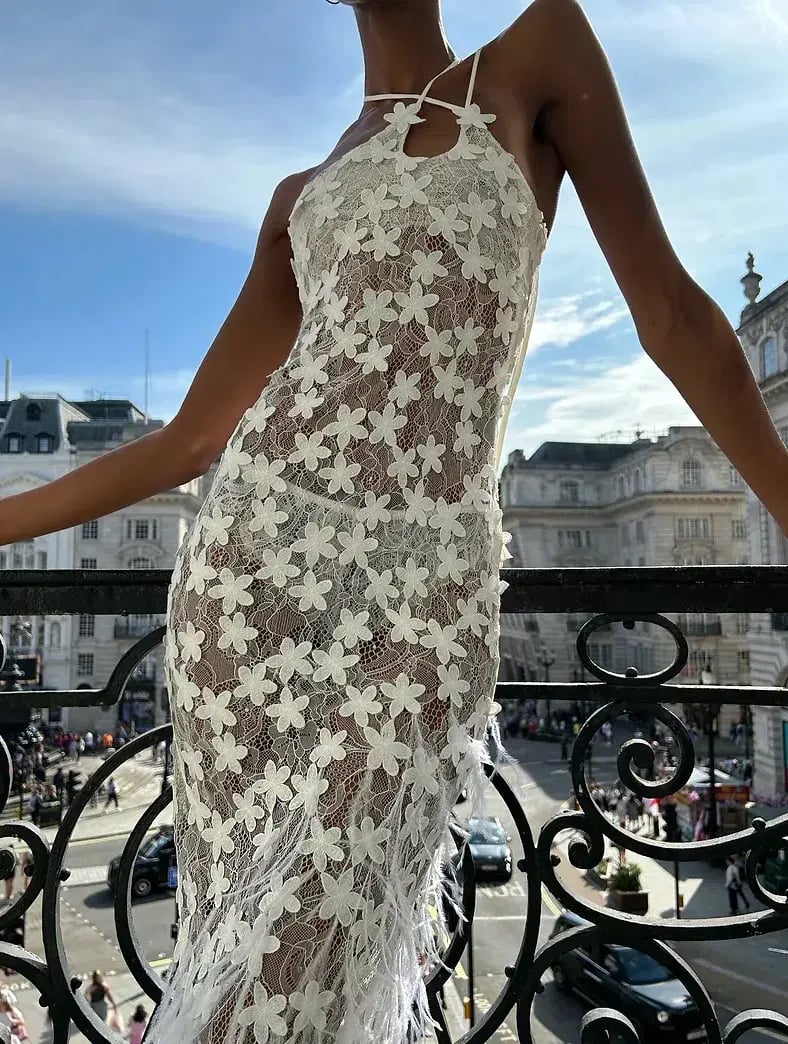 Roberta Einer Nadia Midi Dress Off White Size 8 photo 4