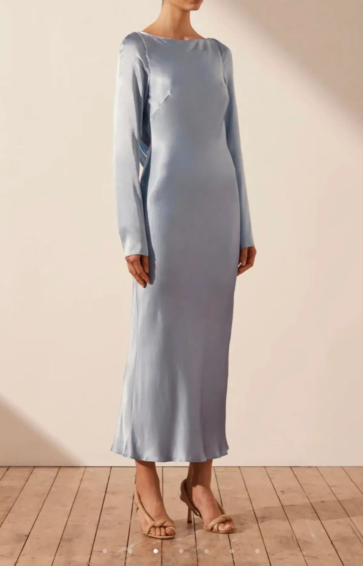 Shona Joy Angelica Long Sleeve Backless Midi Dress Powder Blue Size 6 photo 3