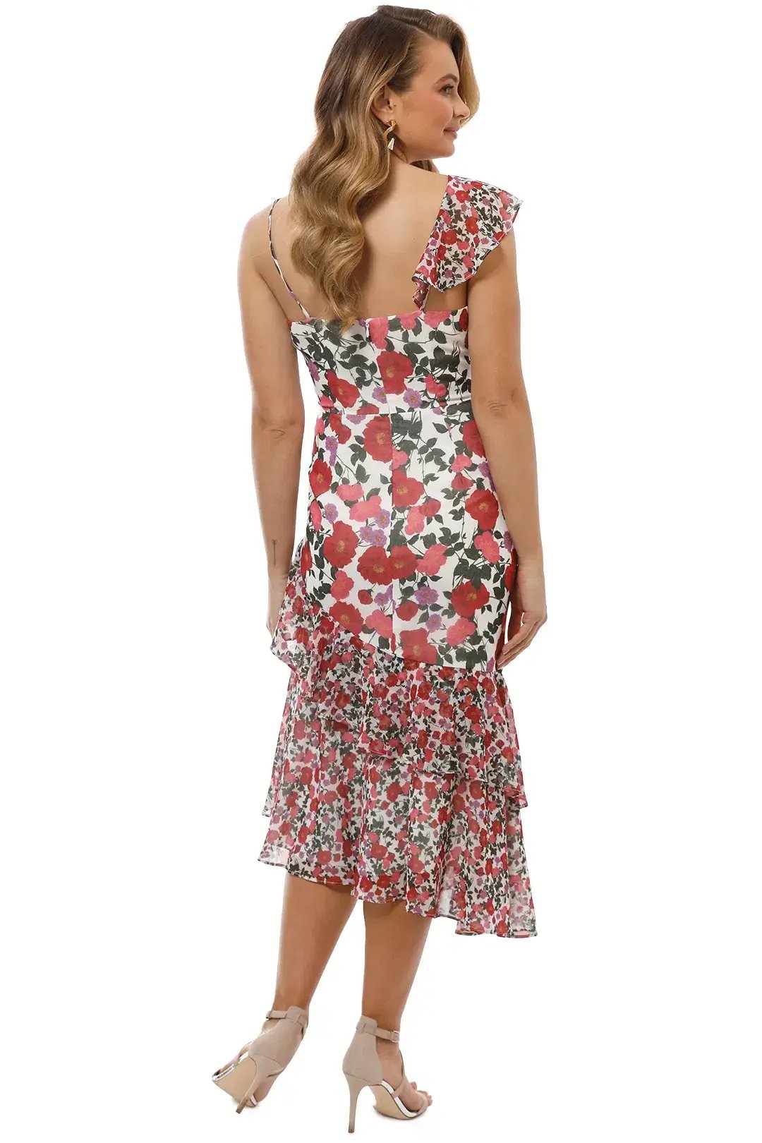 Keepsake the Label Waves Midi Dress Lilac Floral Print Size M/Au 8 photo 2
