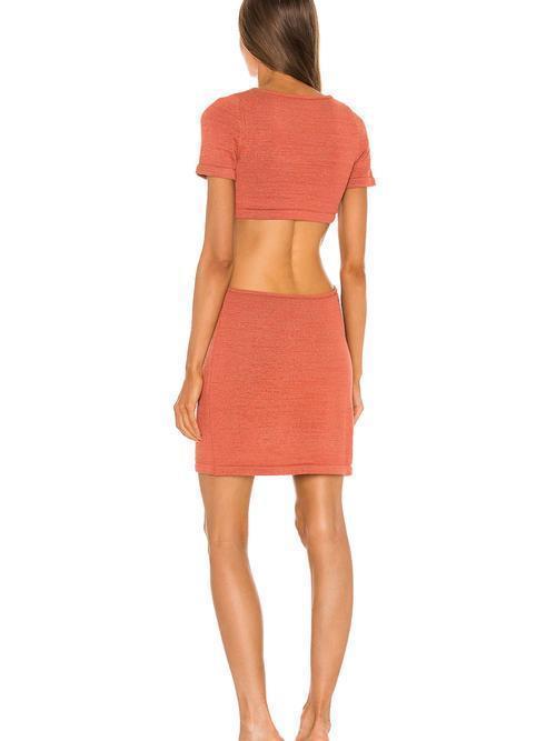 Scanlan Theodore Crepe Knit Bralette Dress Orange Size 8 photo 11