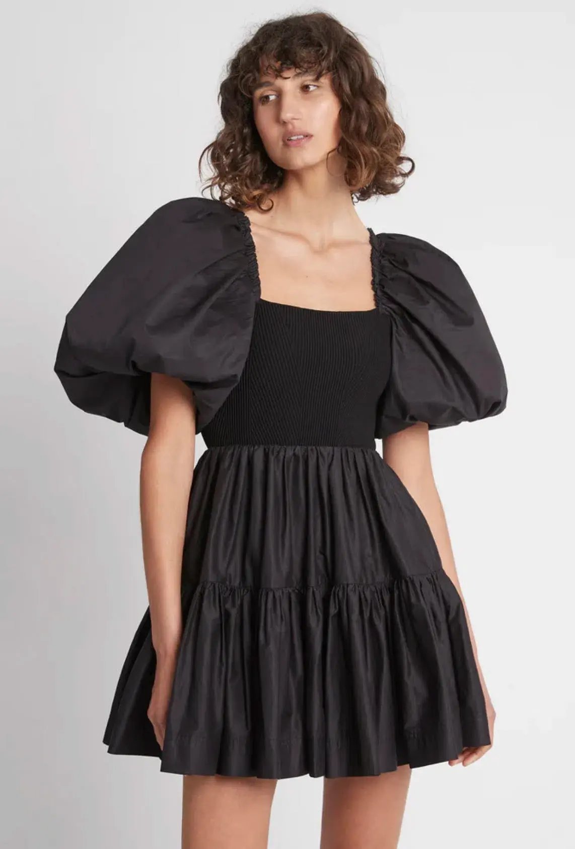 Aje Casa Puff Sleeve Mini Knit Dress Black Size 14 photo 2