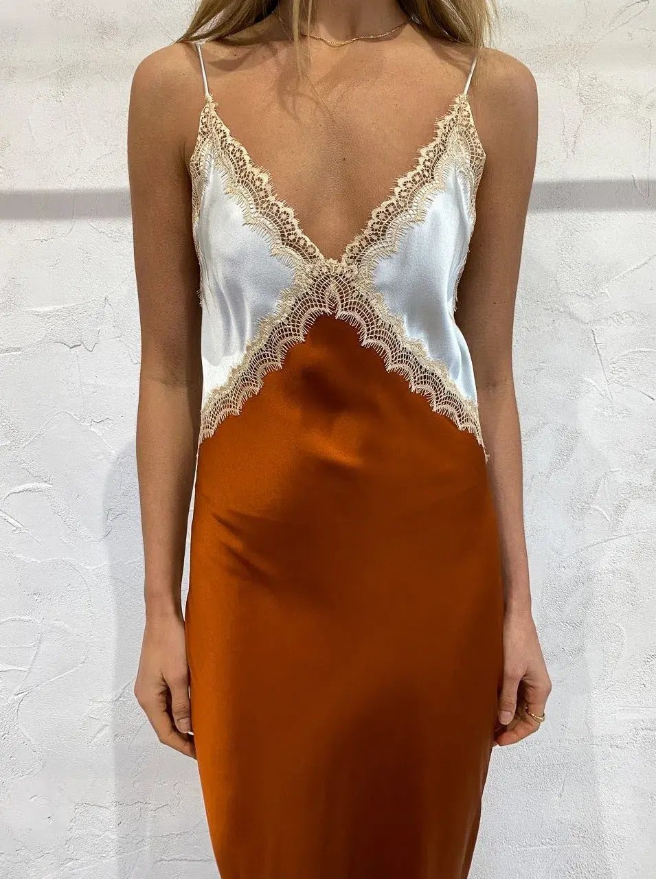 Ginia Sadie Dress in Picante/Breeze White Brown Size 10 photo 5