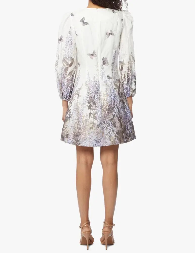 Zimmermann Luminous Butterfly Dress Ivory Lavender Tea Size 8 photo 2