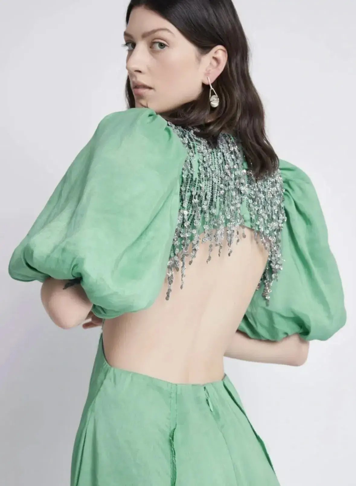 Aje Relic Beaded Mini Dress Green Size 10 photo 2