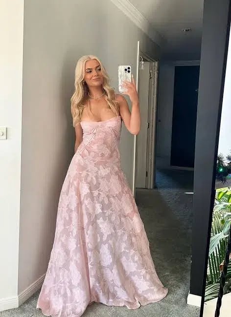 House Of CB Seren Floral Lace Back Maxi Dress Soft Pink Size S/AU 8 photo 2