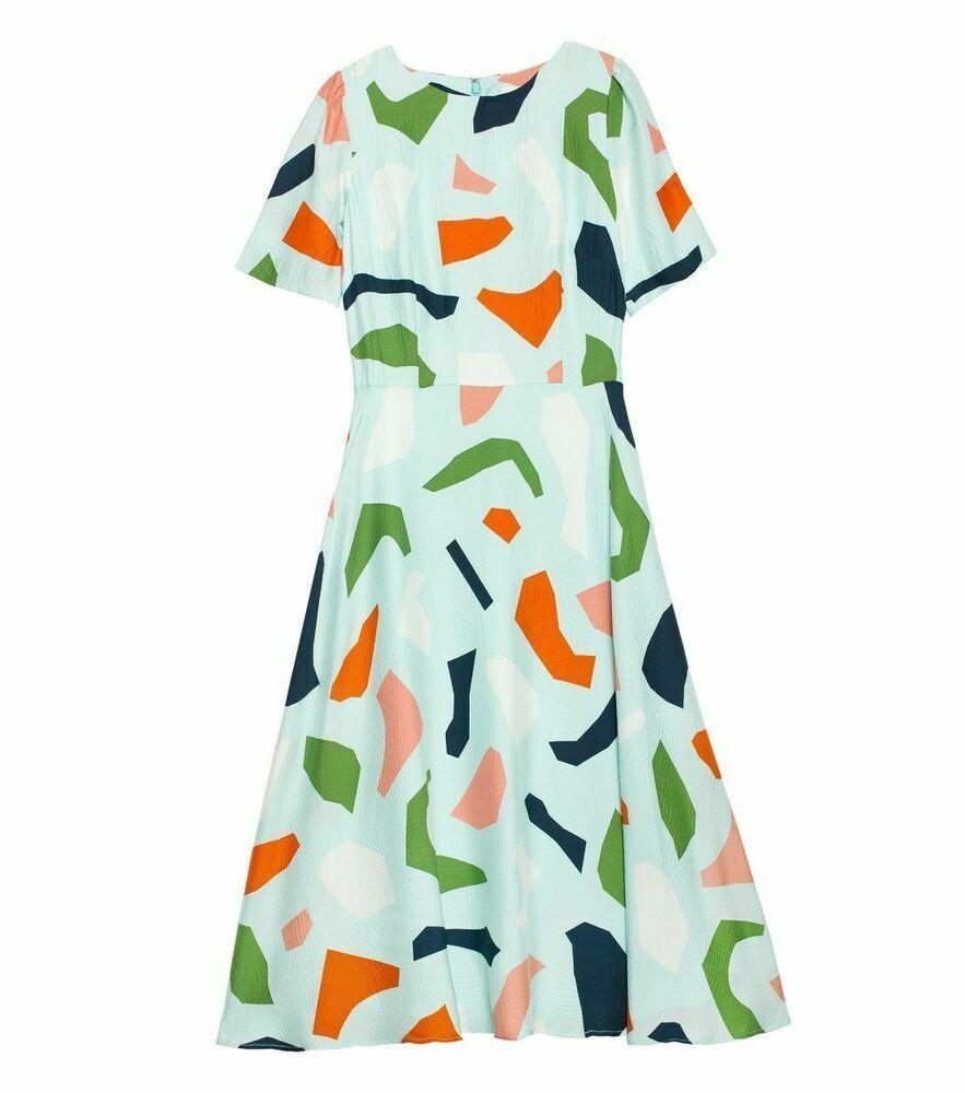 Gorman Jigsaw Silk Dress Mint in Size 8 photo 2