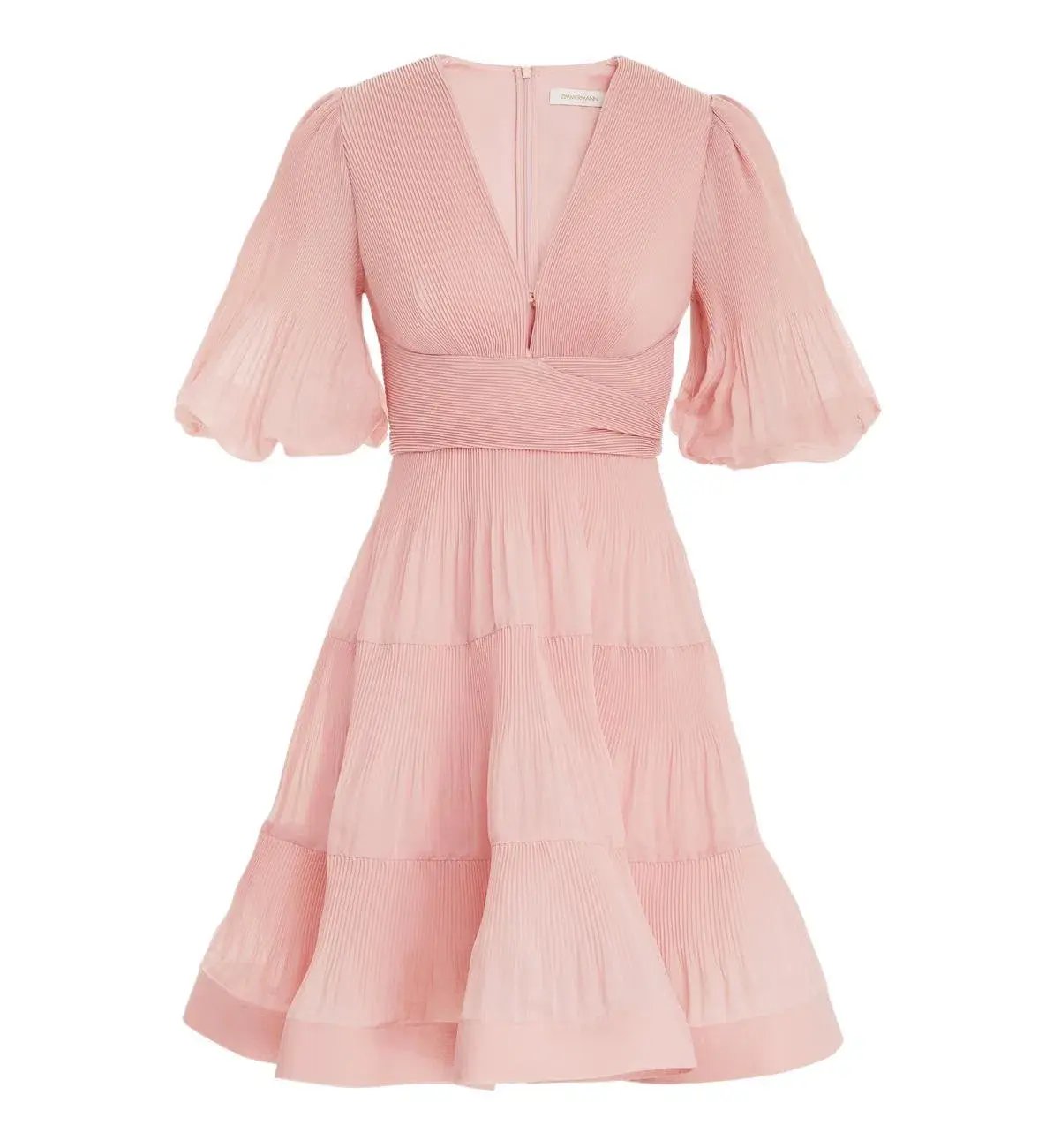 Zimmermann Pleated Mini Dress in Light Peach 0P / AU 6 photo 2