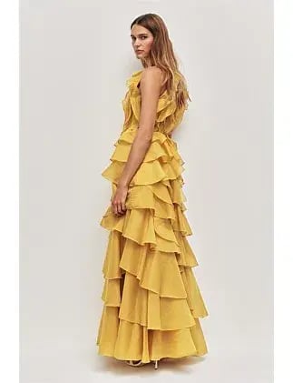 Aje Cleo Gown Chartreuse Size 12 photo 5