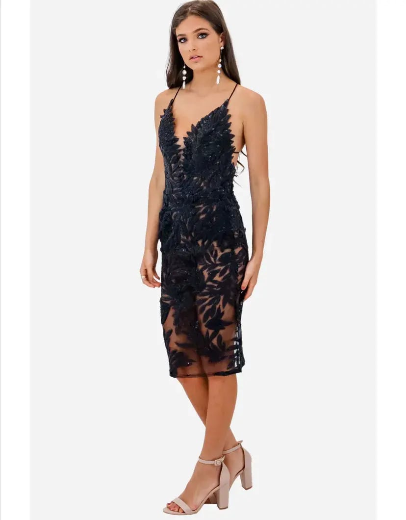 Nadine Merabi Talia Midi Dress Black Size 8 photo 3