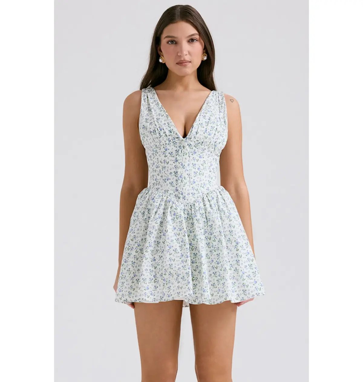 House of CB Fabrizia Corset Mini Dress White Bluebell Print Size XS / AU 6 photo 3