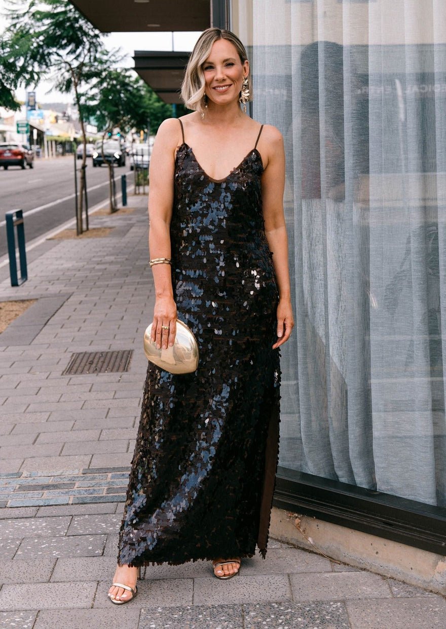 Alemais Geanie Sequin Gown, Brown photo 2