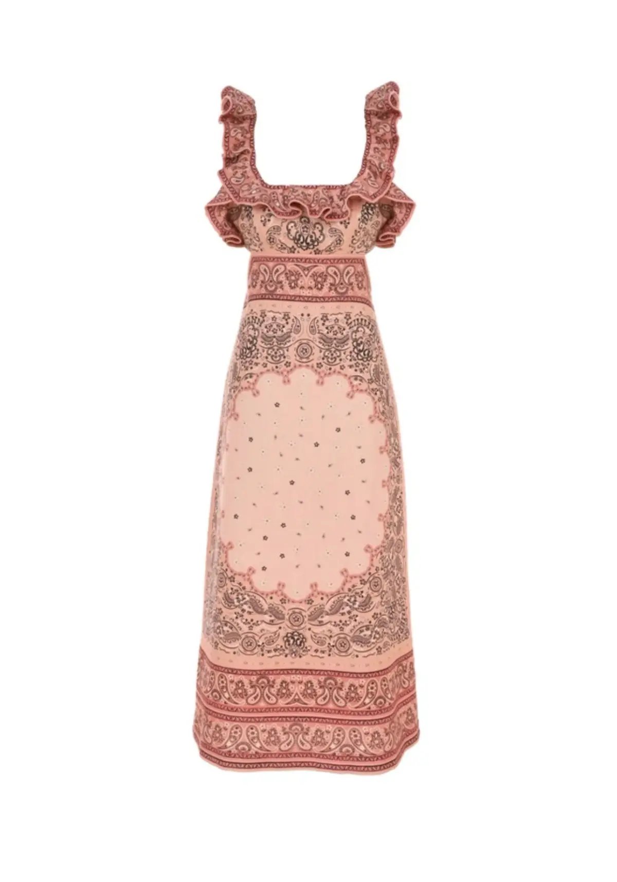 Zimmermann Matchmaker Frilled Midi Dress Pink Bandana Size 3 /  AU 14 photo 3