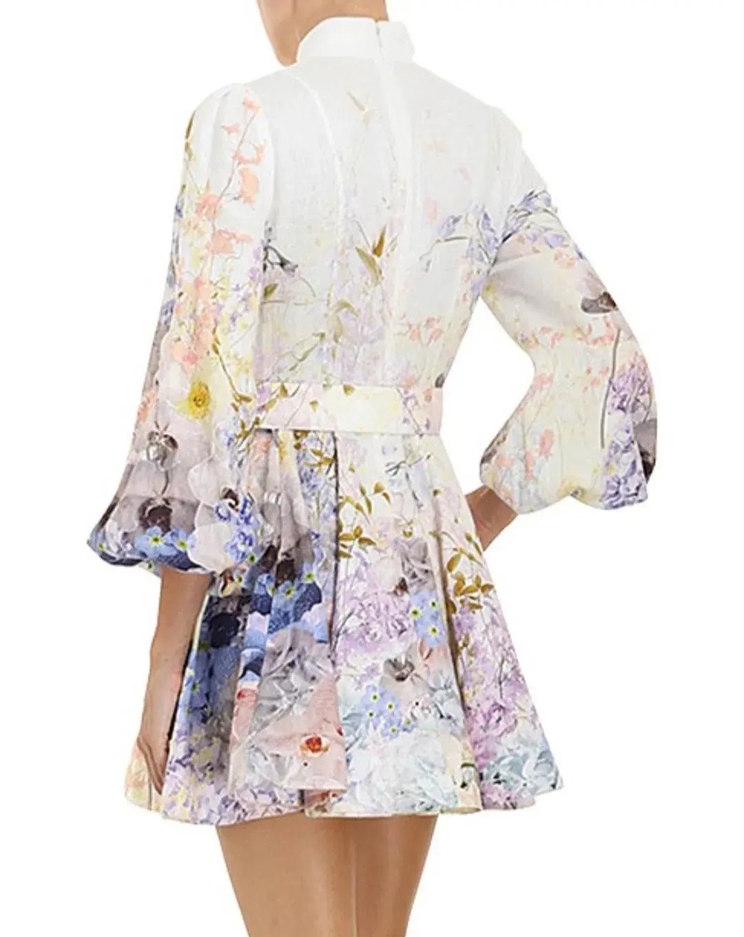 Zimmermann Rhythmic Buttoned Mini Dress in Citrus Floral Size 1 AU 10 photo 2