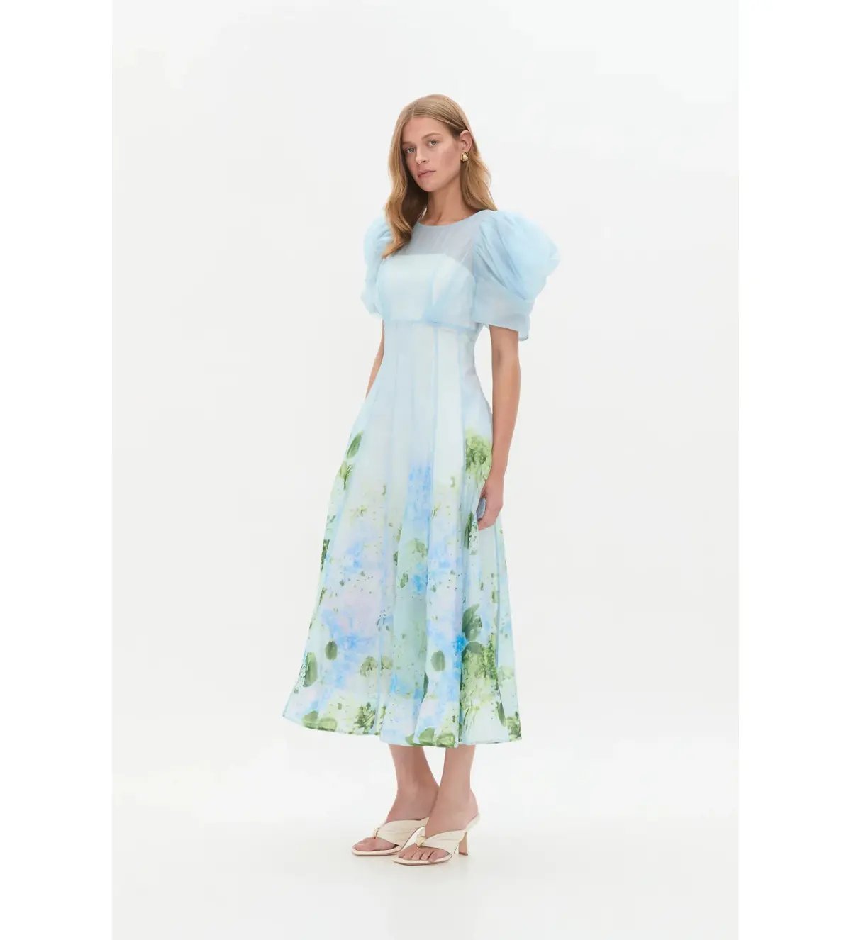 Aje Clementine Midi Dress in Blue Hydrangea Size 6 photo 2