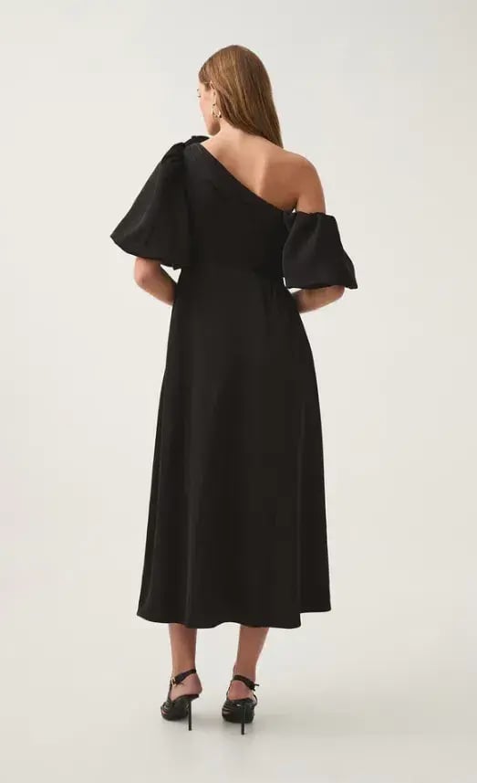 Aje Magnetic Draped Midi Dress Black Size 12 photo 2