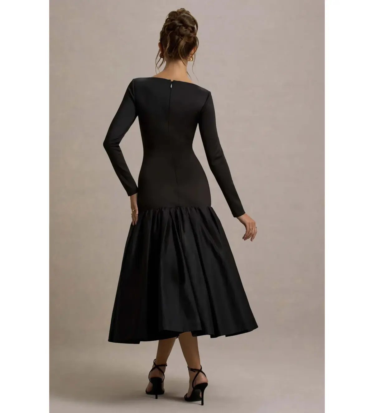 Club L London Perpetua Drop-Waist Midi Dress with Volume Skirt Black Size AU 10 photo 4