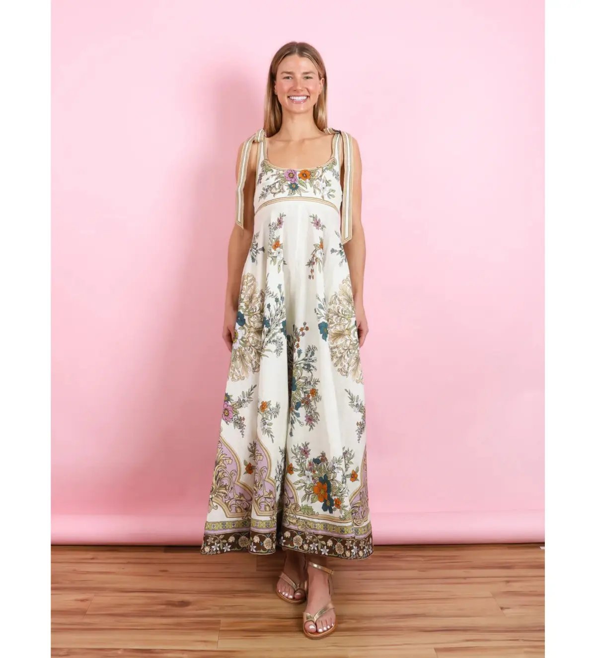 Alemais Antoinette Ballet Midi Sundress Cream Floral Size AU 8 photo 2