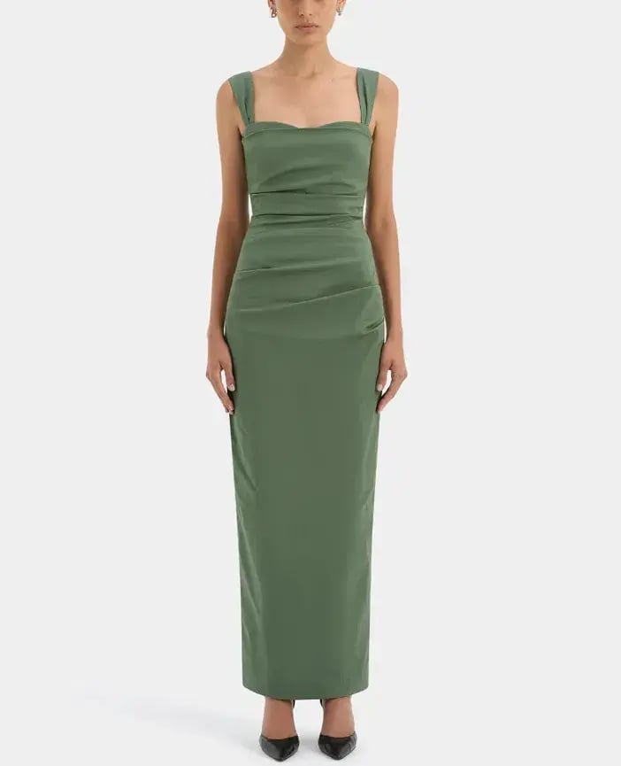 Sir the Label Florent Balconette Maxi Dress Forest Green Size 10/M photo 2