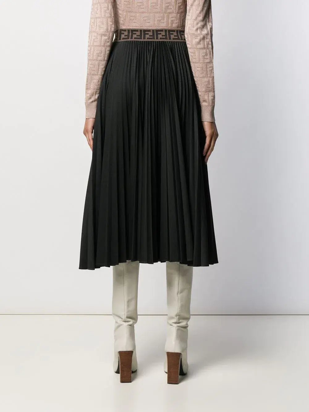 Fendi FF Pleated Skirt Black Size 8 photo 2