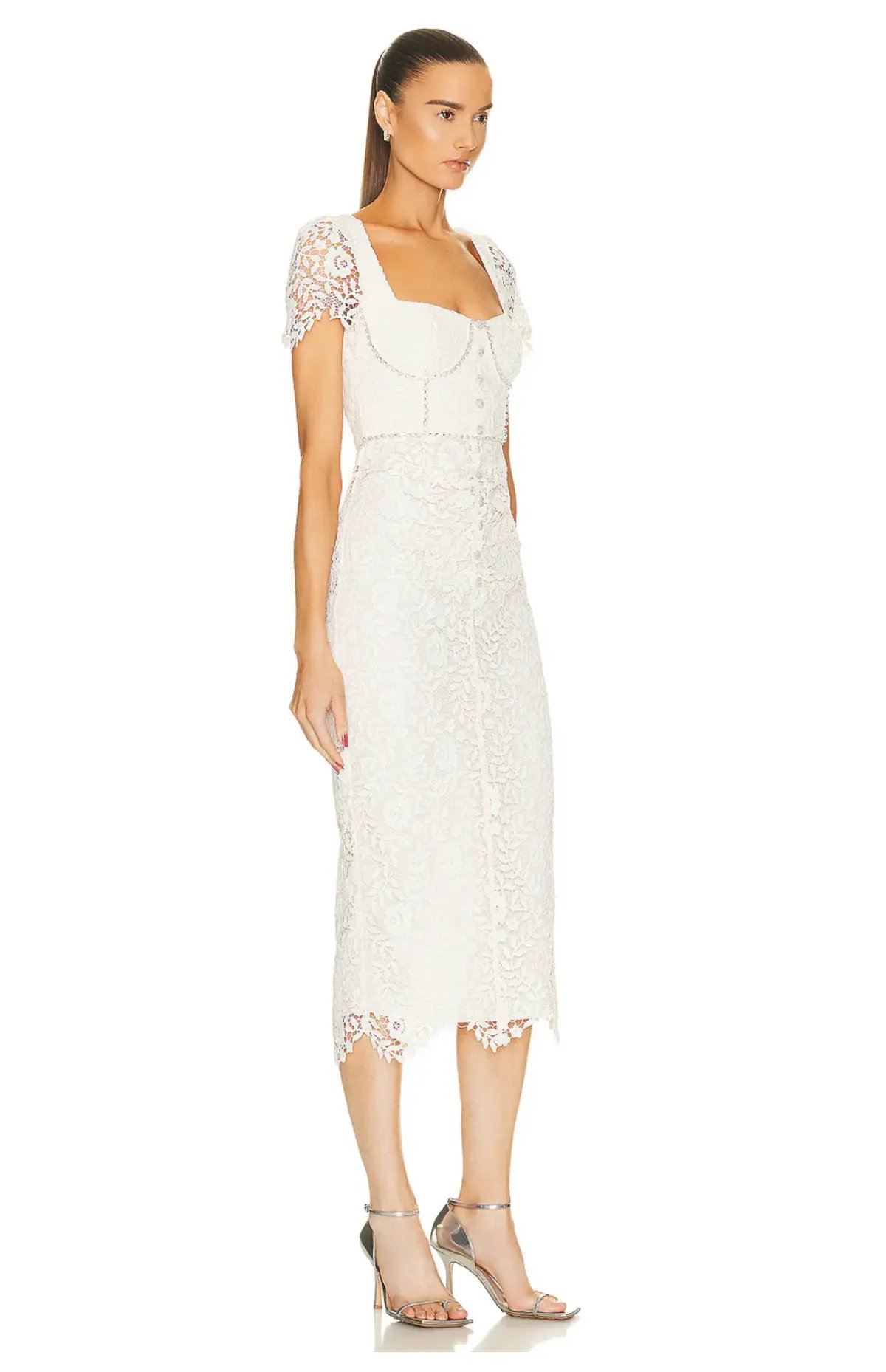 Cream Rose Lace Midi Dress photo 2