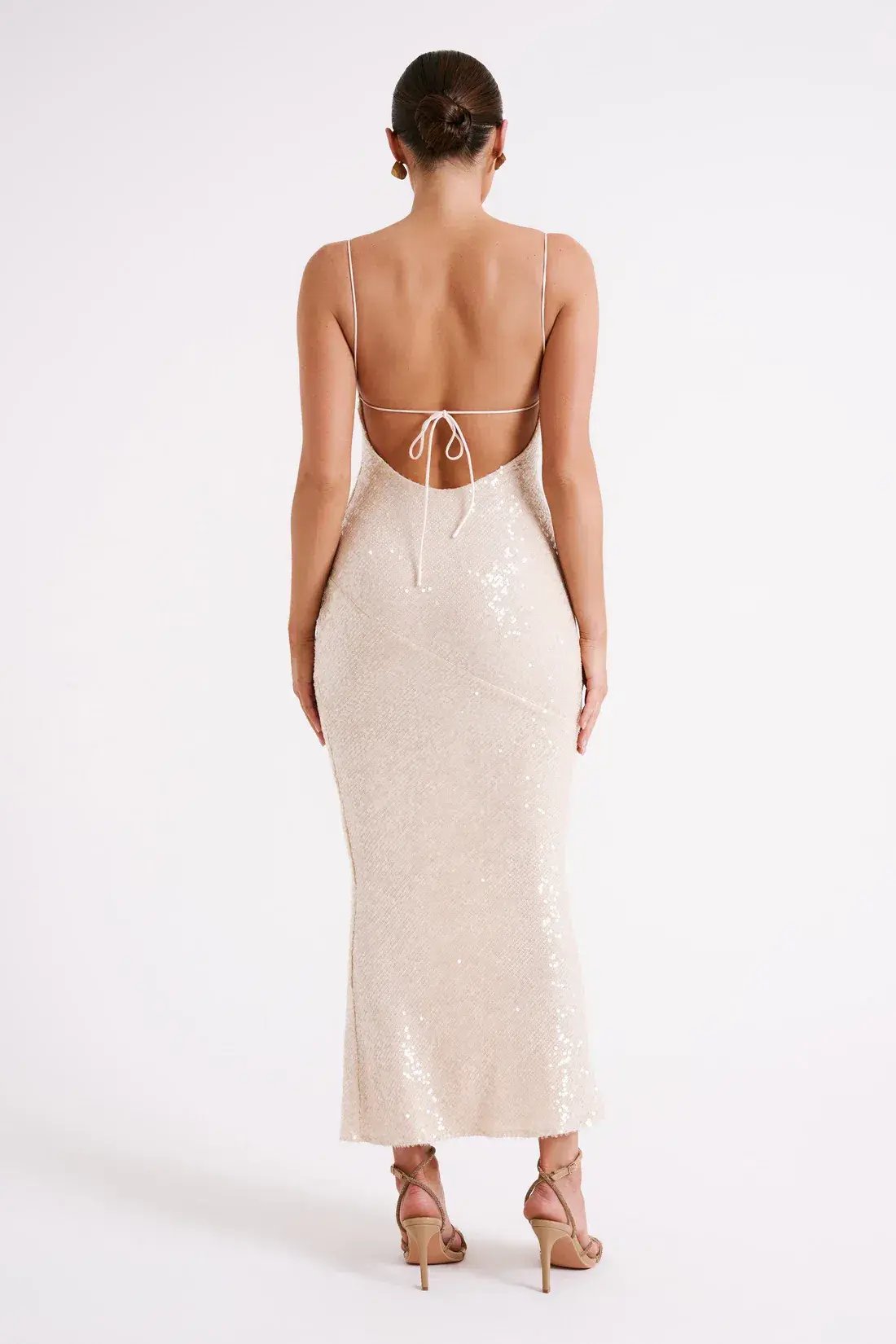 Meshki Brianna Sequin Maxi Dress Cream Size 8 photo 3