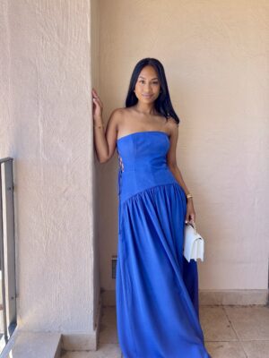 Shona Joy Vento Lace Up Strapless Maxi Dress photo 5