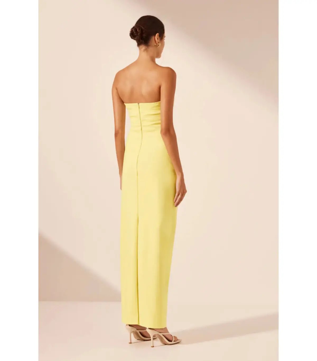 Shona Joy Lani Strapless Draped Maxi Dress Lemon Yellow Size AU 8 photo 3