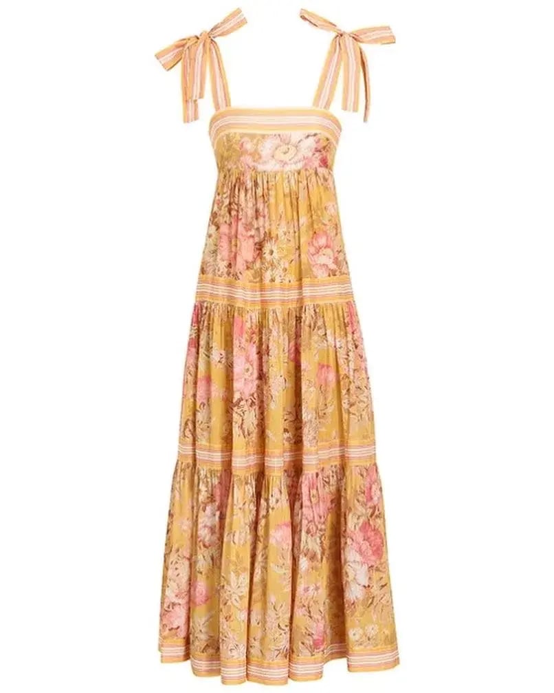 Zimmermann Pattie Tie Shoulder Midi Dress Floral Size 0 / Au 8 photo 3