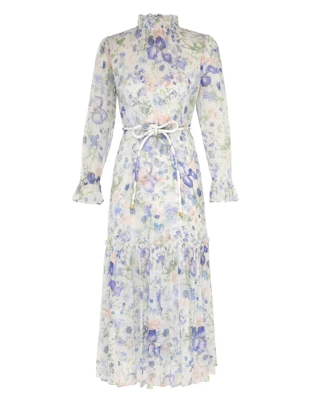 Zimmermann Natura Tubular Midi Dress Blue Garden Floral Size 4 / AU 16 photo 3
