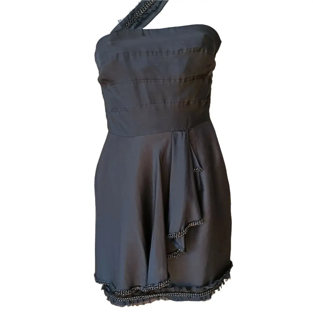Rachel Gilbert One Shoulder Silk Mini Dress Black Size 0 / AU 6 photo 4