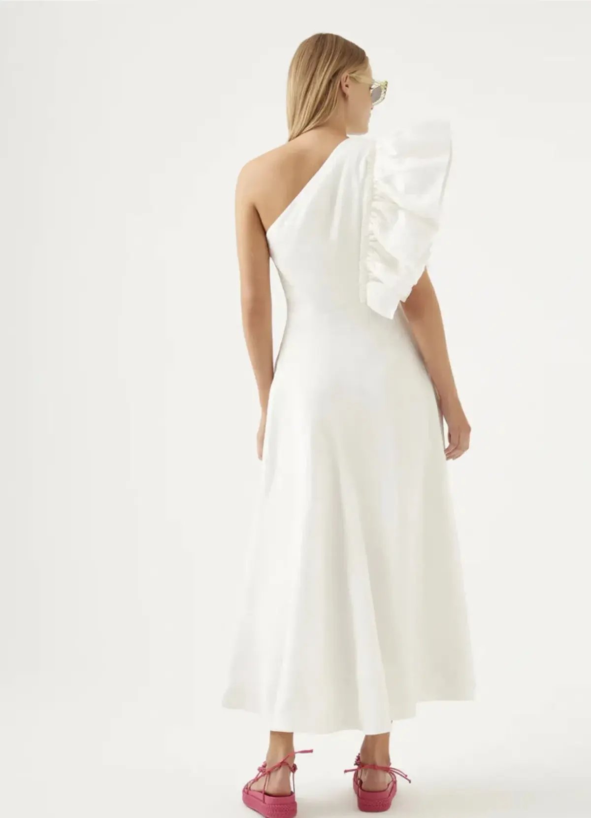 Bonjour Asymmetric Midi Dress Ivory Size 8 photo 2