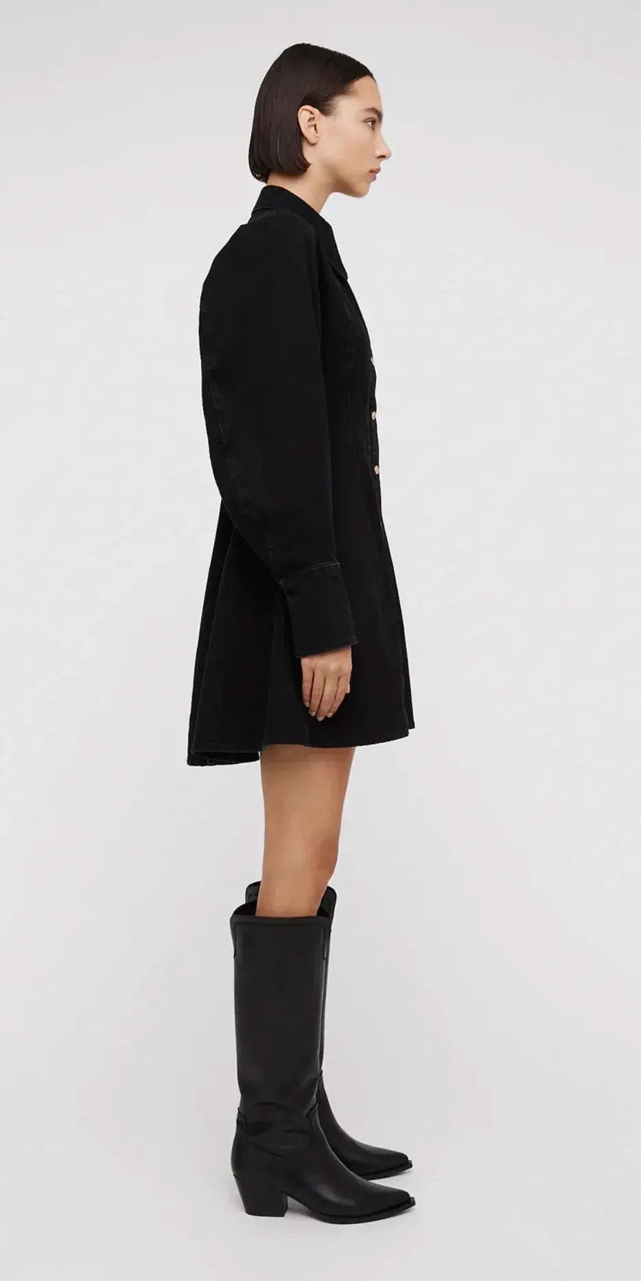 Scanlan Theodore Denim Cocoon Sleeve Mini Dress Black Size 6 photo 2