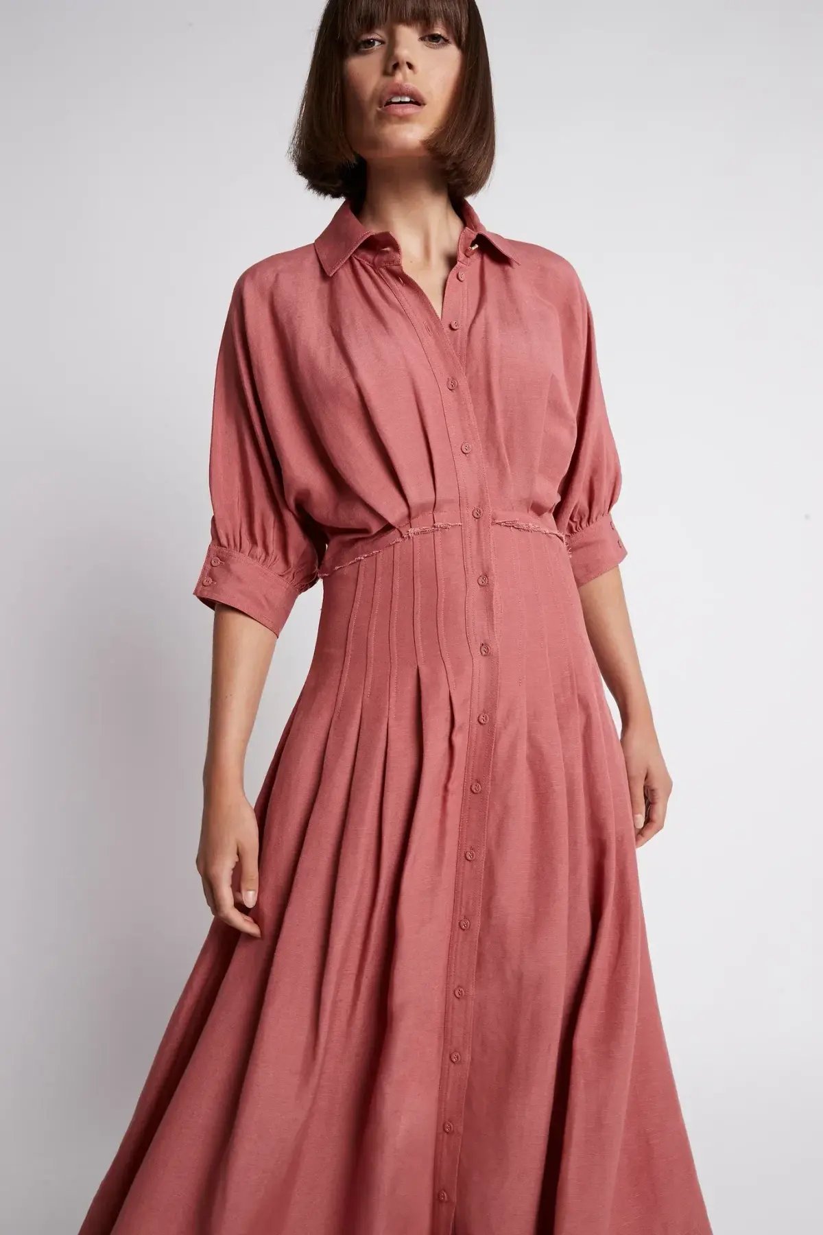 Aje Nova Shirt Midi Dress Dusty Rose Size 8 photo 2