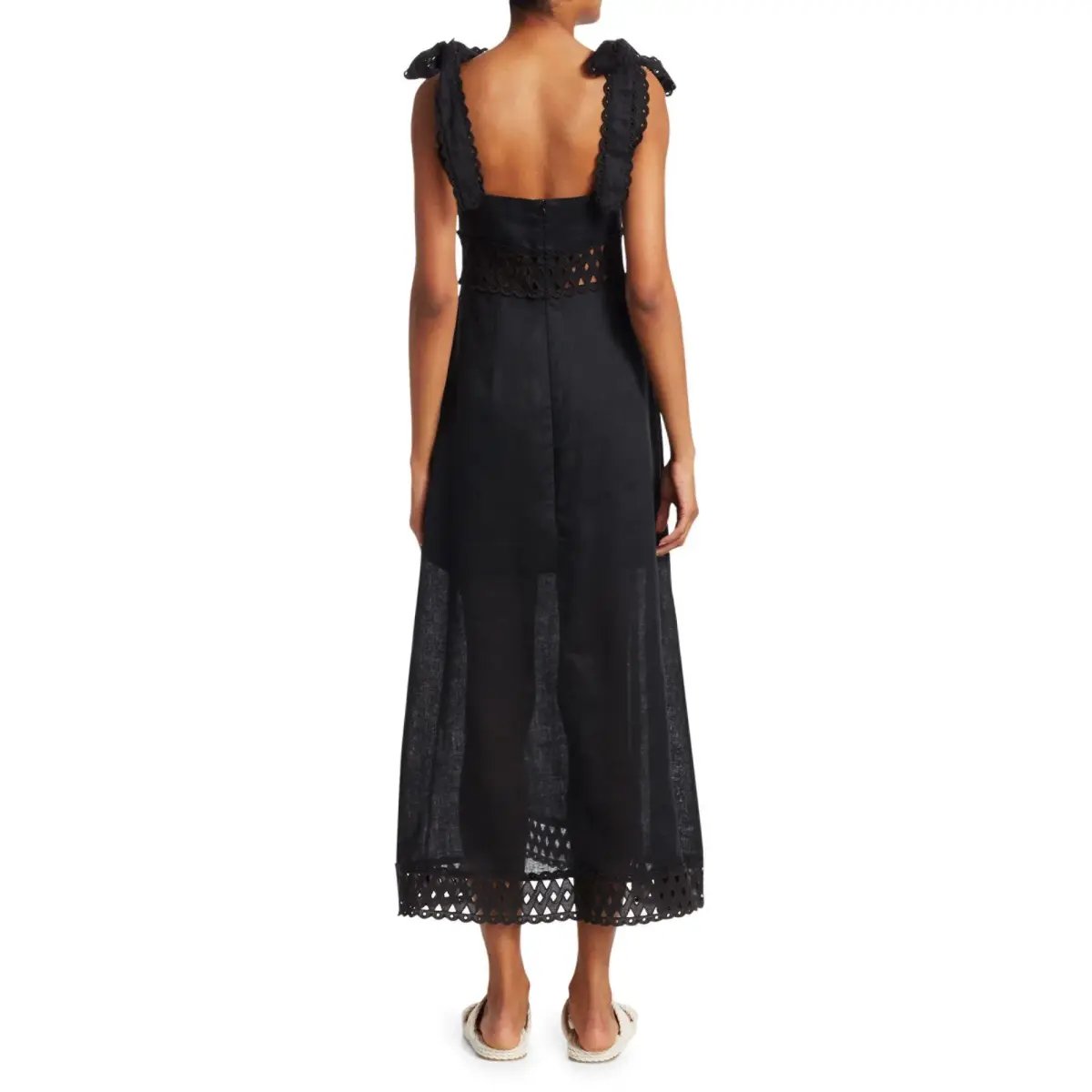 Zimmerman Verity Tie-Shoulder Linen Maxi Dress Black Size 0 photo 2