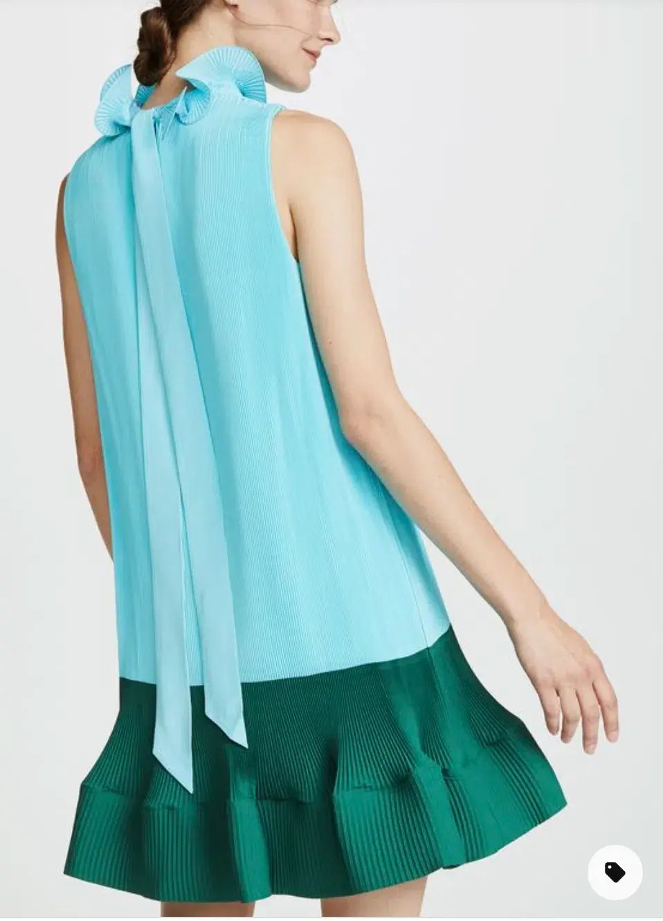 Tibi Camellia Pleated Colorblock Ruffle Dress Blue Size 4 photo 2