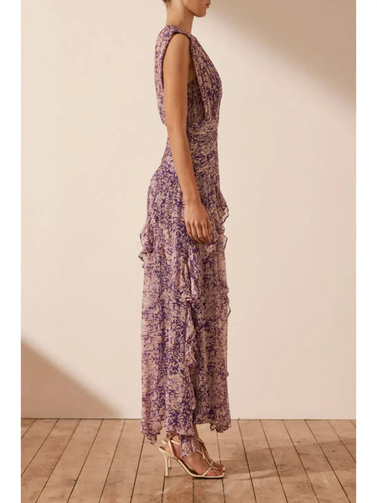 Shona Joy Aurier Round Neck Sleeveless Maxi Dress Purple Size AU 8 photo 3